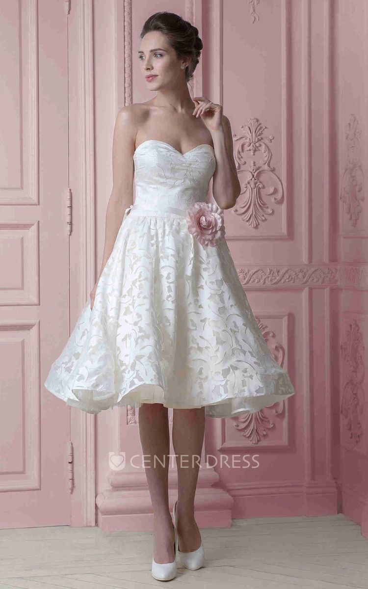 Tea length hotsell floral wedding dresses