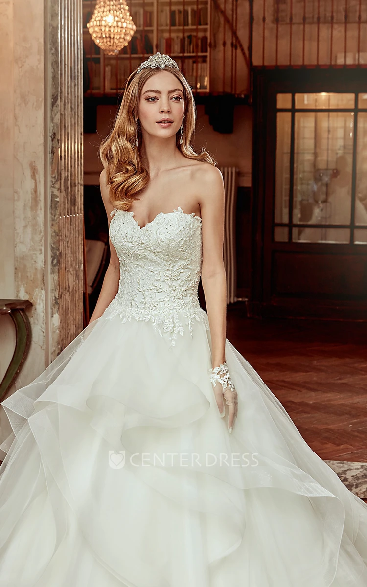 Sweetheart A-Line Wedding Dress With Ruching Skirt and Lace Corset