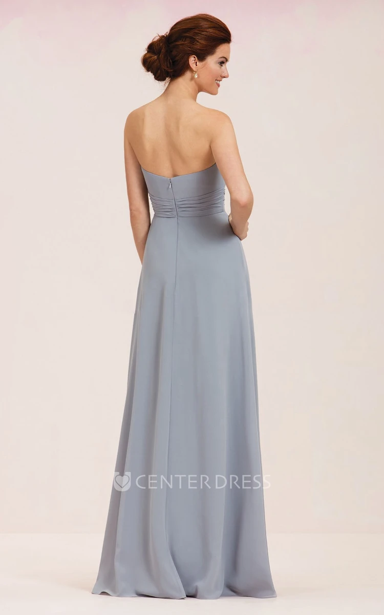 Sweetheart Long Bridesmaid Dress With Pleats And Knot Detail