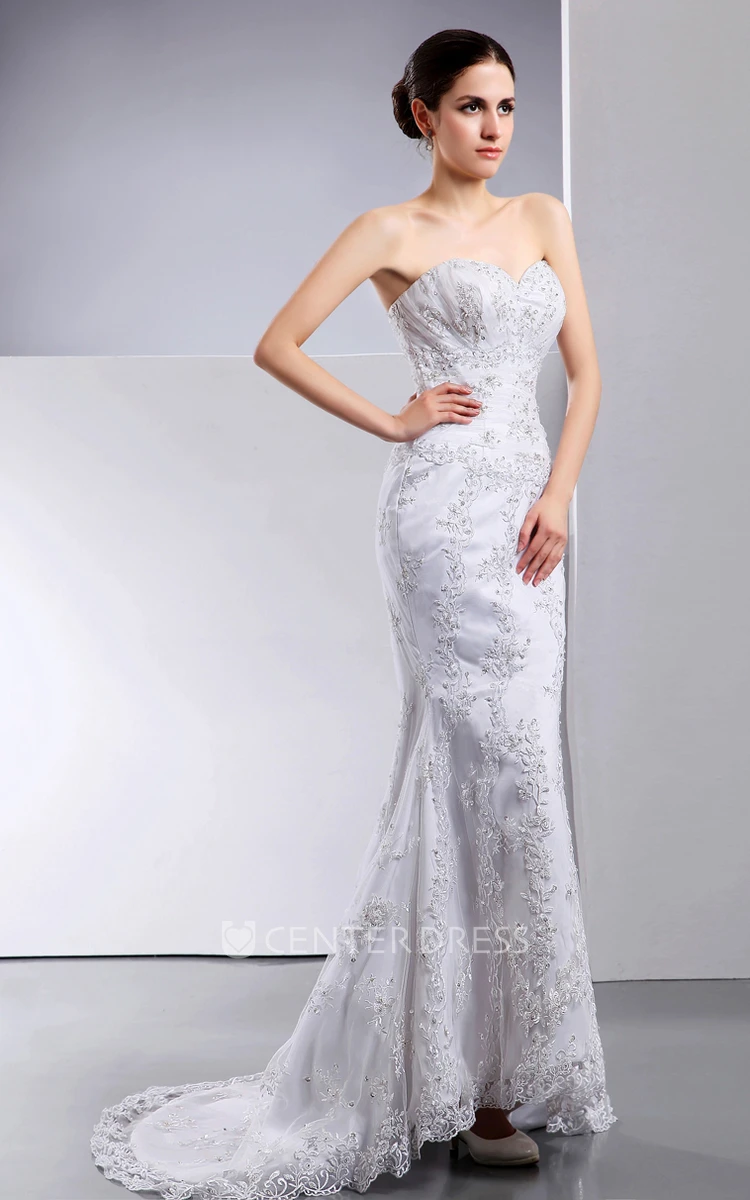 Exquisite Sweetheart Sleeveless Mermaid Lace Wedding Gown With Sequins