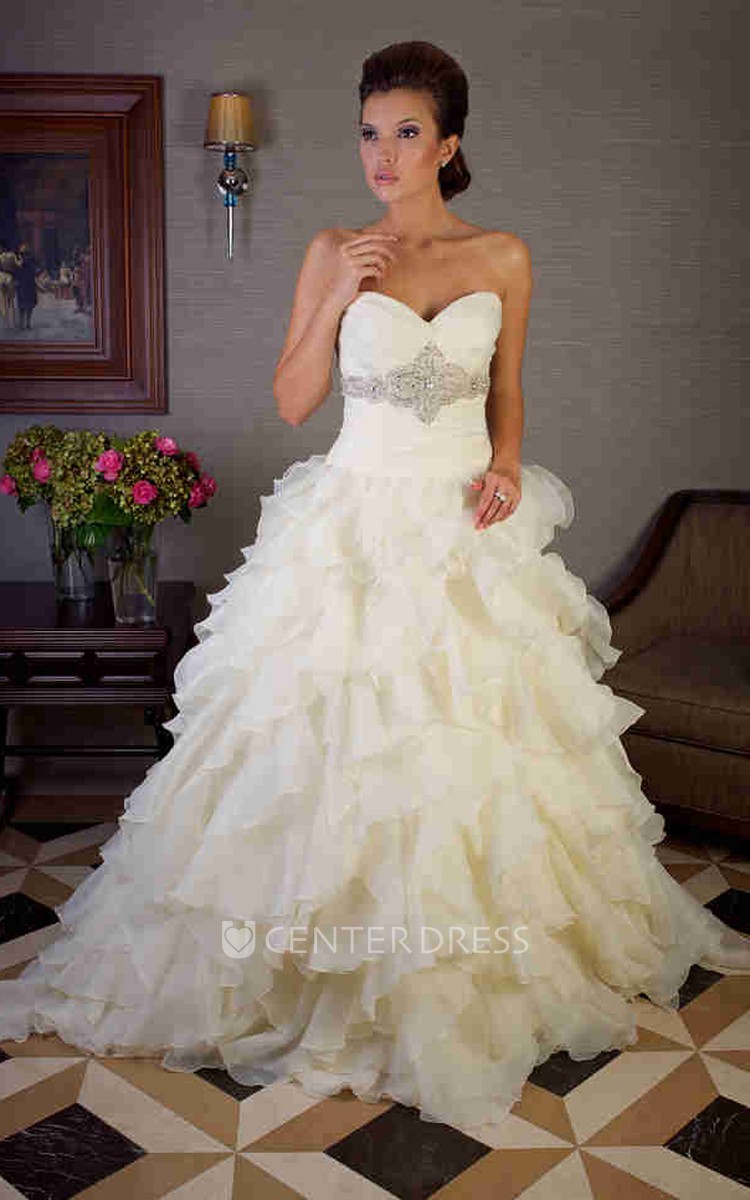 Tiered organza shop wedding dress