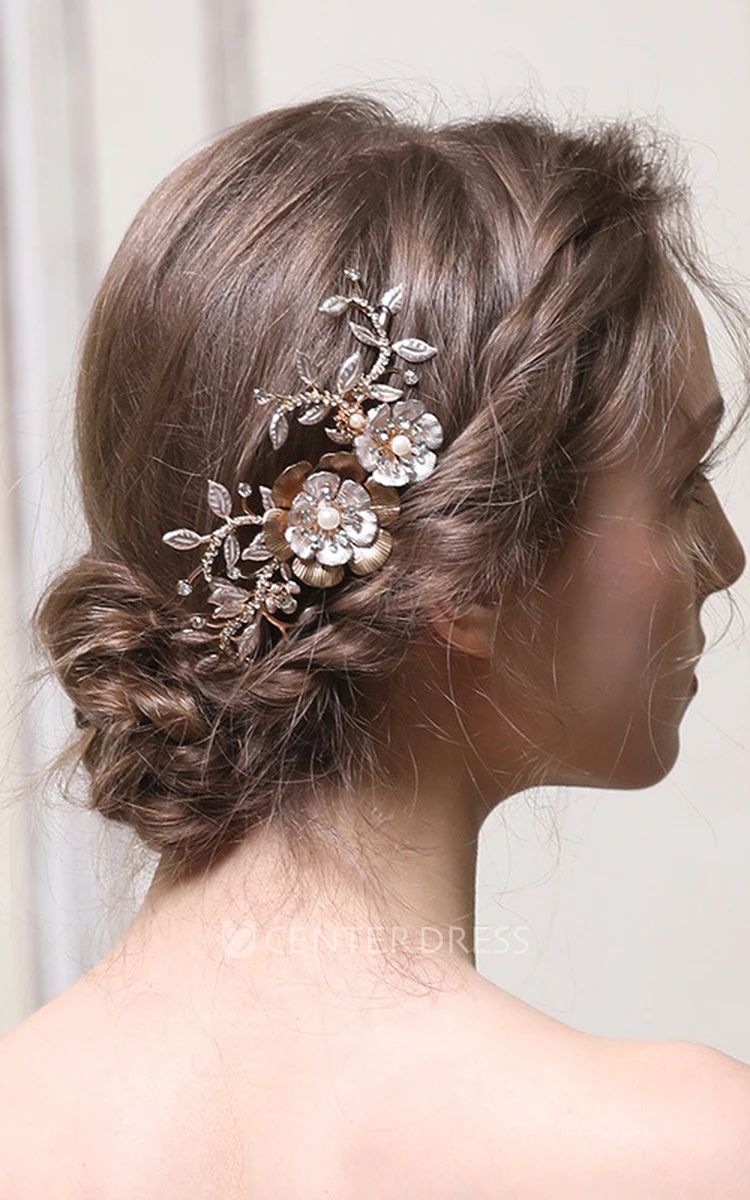 Handmade Floral Shining Bridal Hair Combs