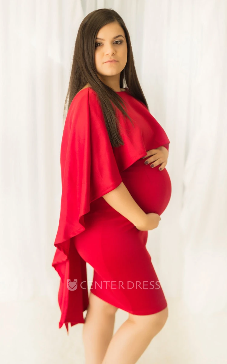Sheath Knee-length 3/4 Length Sleeve Empire Maternity Dress