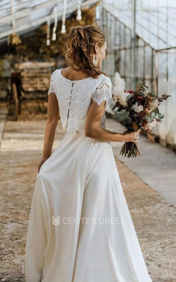 Beaded Sleeveless Illusion Bateau Neck Wedding Dress - BETANCY