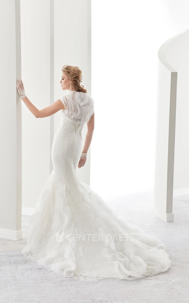 Sweetheart Ruching Sheath Lace Bridal Gown With Mermaid Style And Queen-Anna Neckline