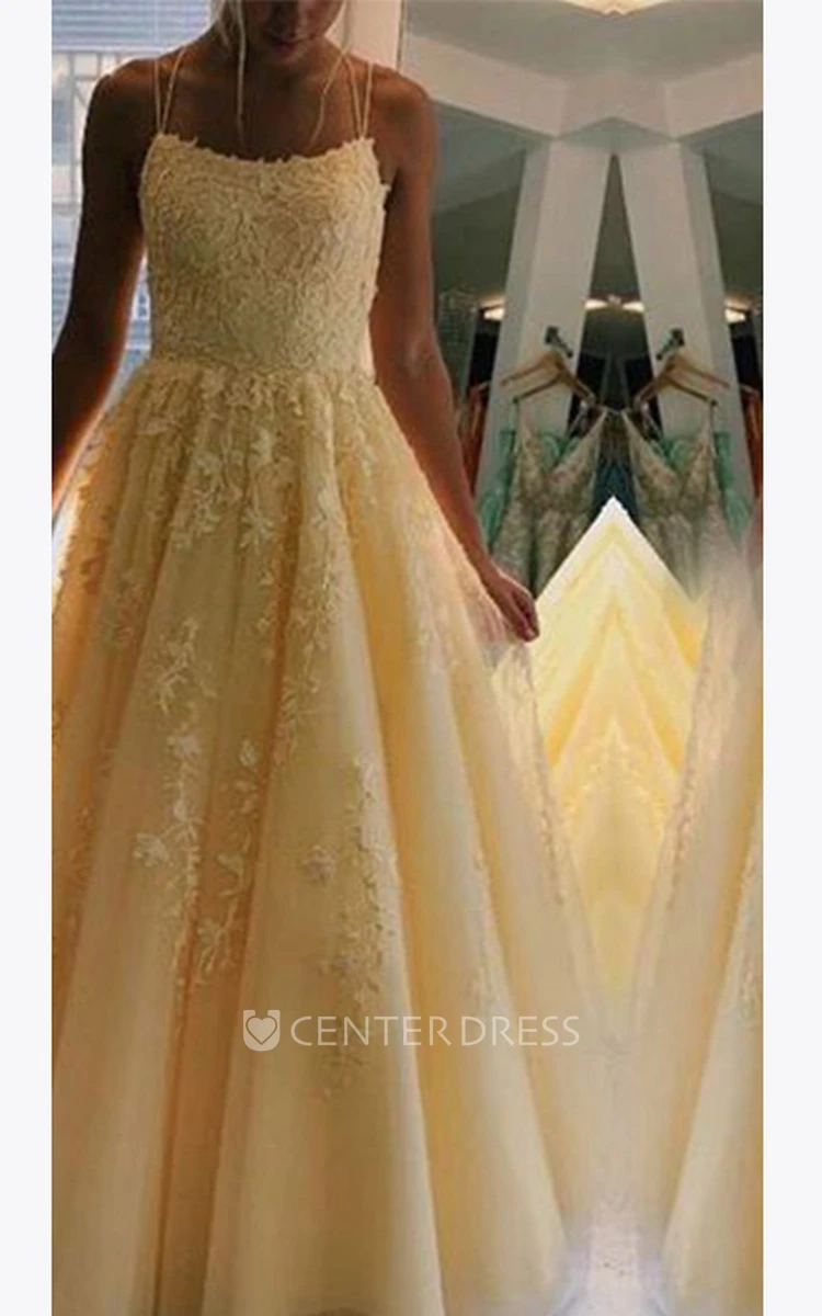 Sleeveless Lace Tulle A-Line Prom Dress Sexy Beach Romantic Appliques Tied Back Women's Dress