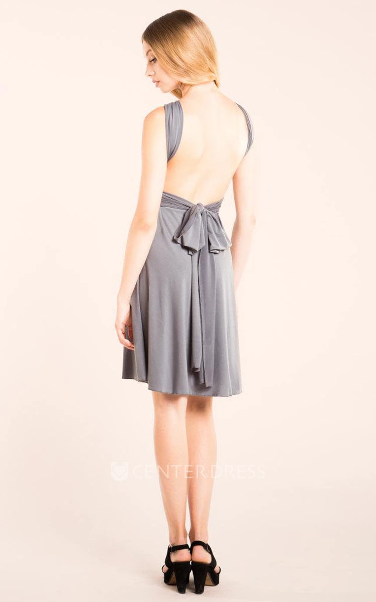 A-Line Short Sleeveless Chiffon Backless Dress