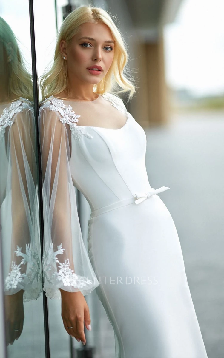 Romantic Mermaid Satin Sweetheart Wedding Dress with Sash