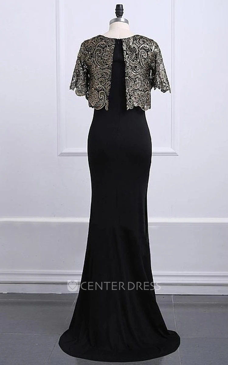 Ethereal Sheath Bateau Jersey Mother of Bride Dress with Jacket