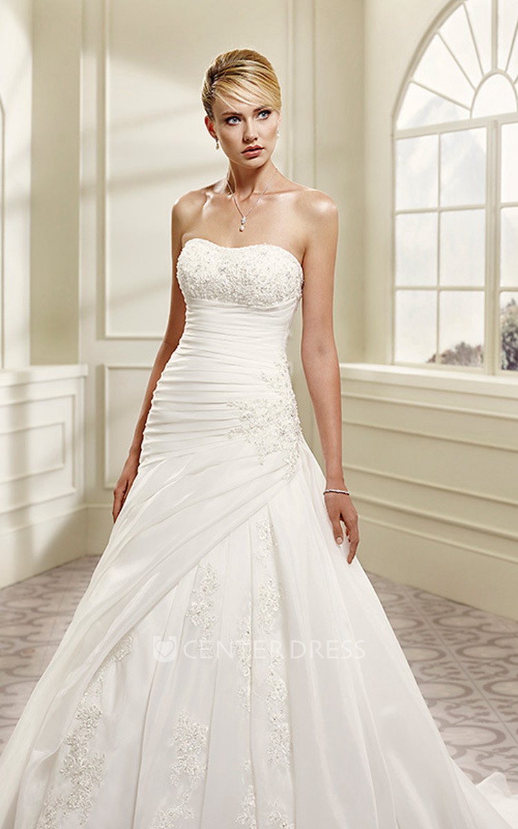 Ruched Dropped Waist Wedding Dress