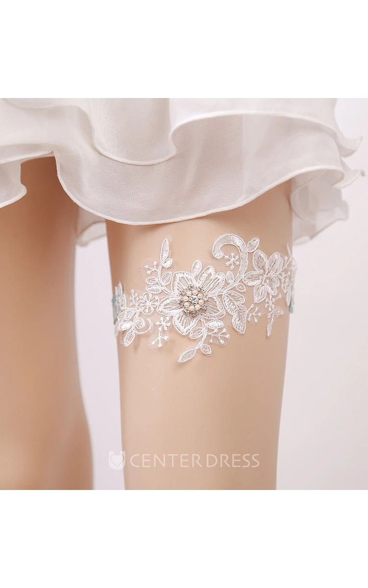 Lace Handmade Beaded Lace Elastic Garter Within 16-23inch