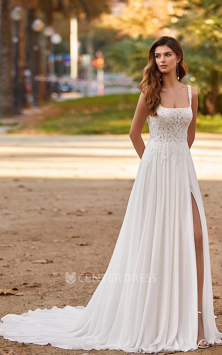 Chiffon beach wedding outlet dress