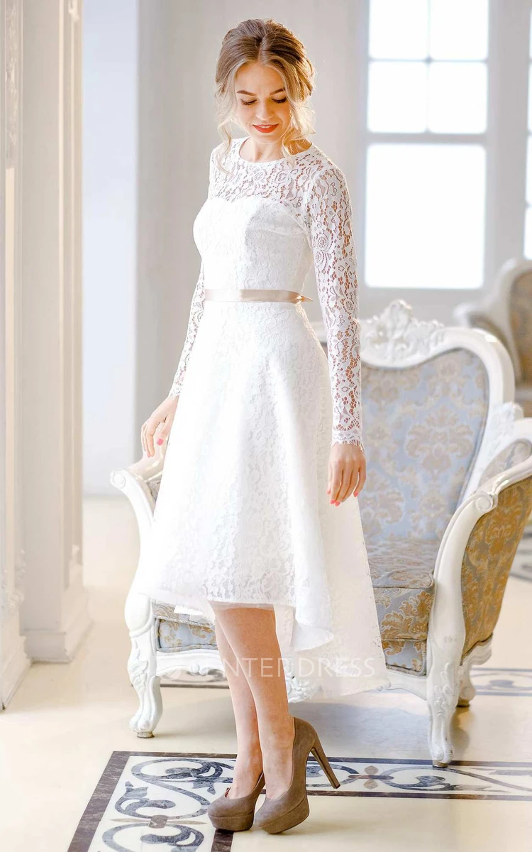 Knee length white wedding dress best sale