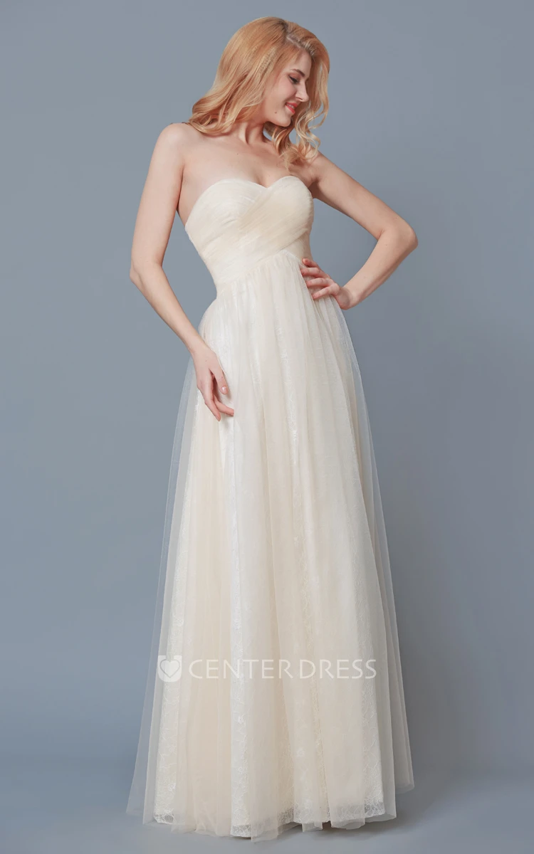 Elegant Empire Sweetheart Tulle Long Bridesmaid Dress
