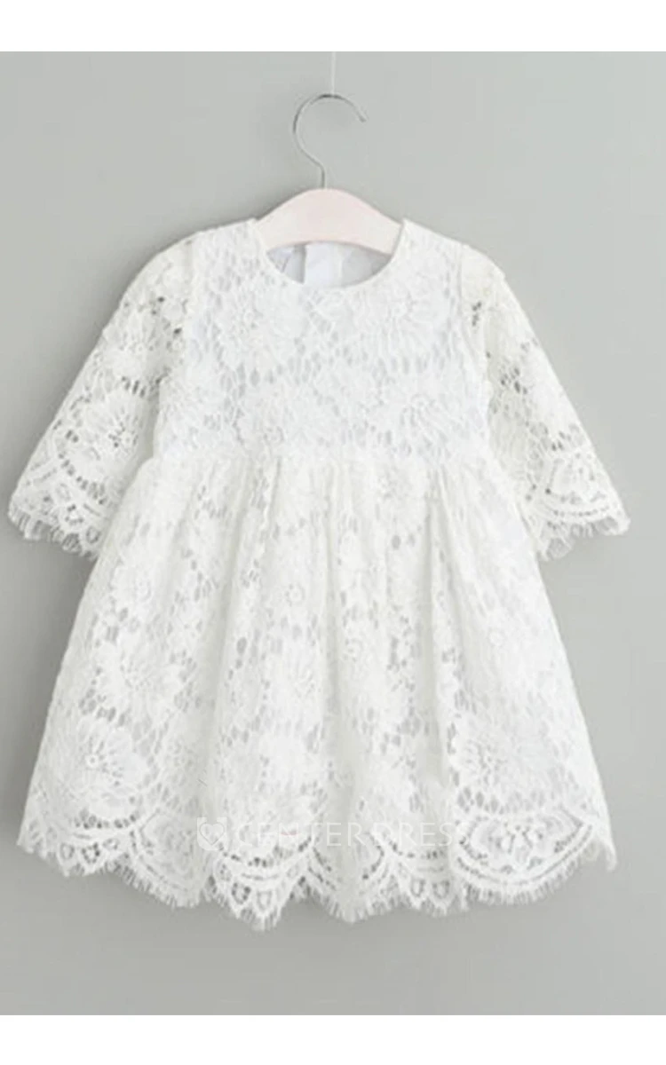 Elegant All Lace Christening Gown With Zipper Back
