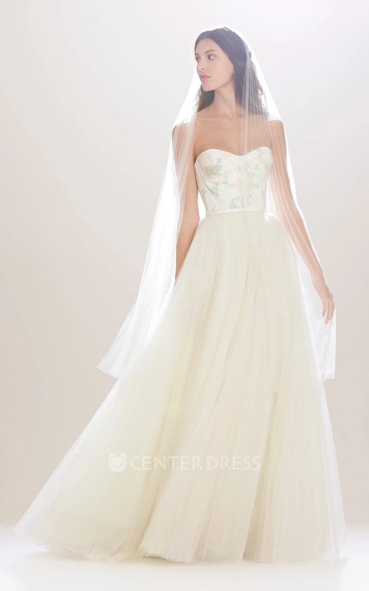 Ball Gown Sweetheart Floor-Length Tulle Wedding Dress With V Back