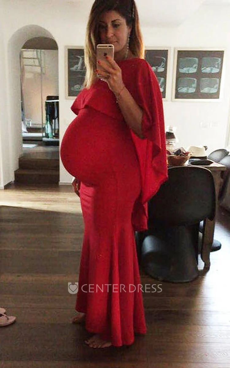 Sheath Floor-length 3/4 Length Sleeve Empire Maternity Dress