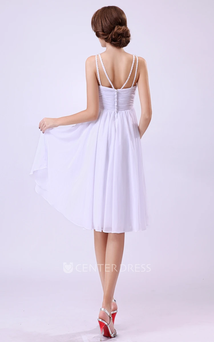 V-Neck Short Empire Maternity Wedding Gown With Ruching