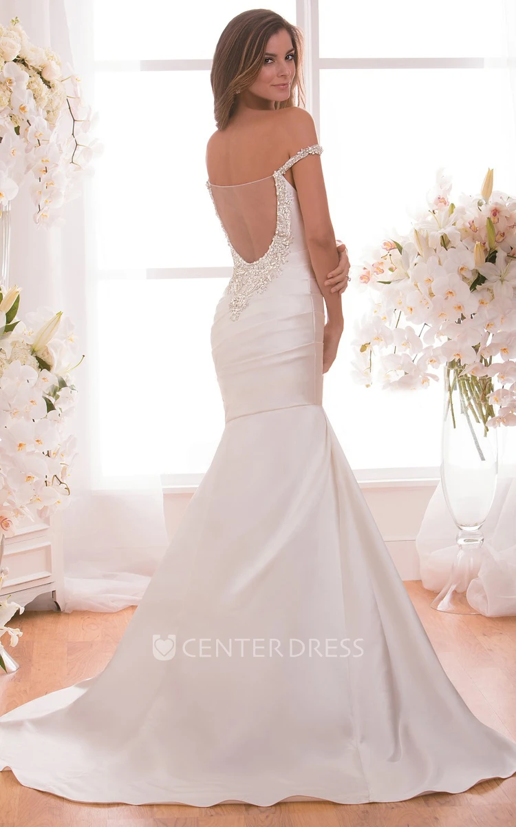 Off-The-Shoulder Mermaid Wedding Dress With Asymmetrical Ruching