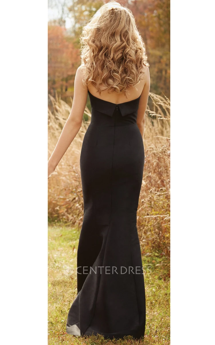Mermaid Jeweled Strapless Satin Bridesmaid Dress With Low-V Back