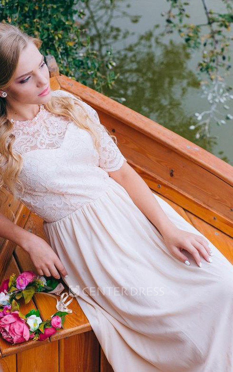 Blush Chiffon Wedding Dress