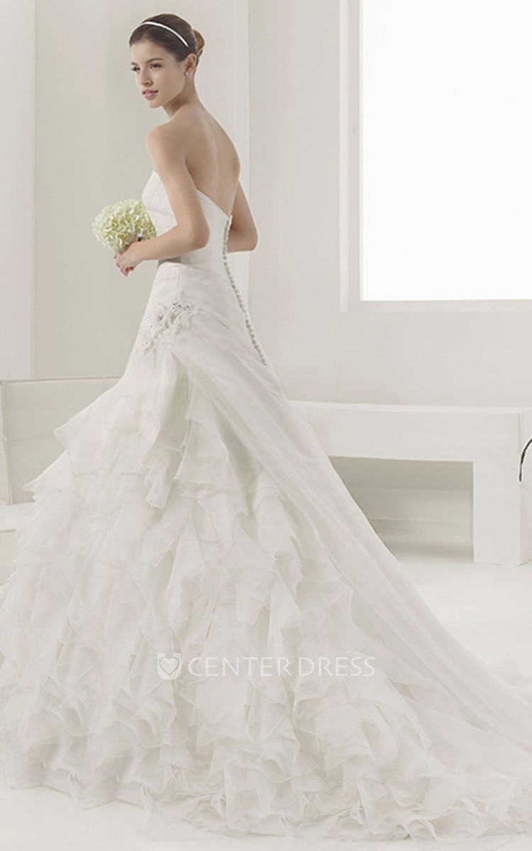 Wedding dress flowers top on skirt