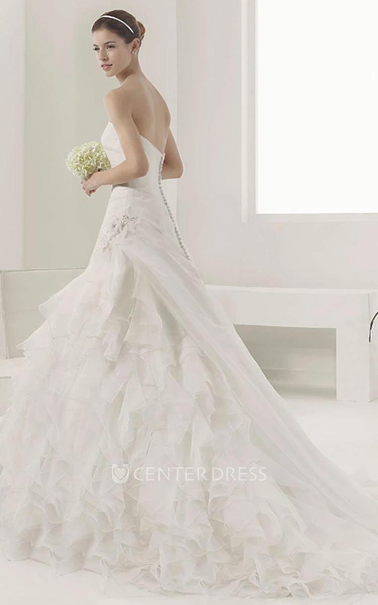 Sweetheart Mermaid Bridal Gown With Flowers And Tiered Skirt