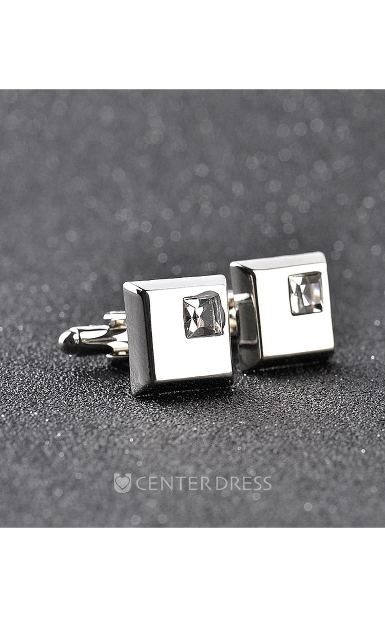 Classic Alloy Cufflinks with Rhinestone-2 Color Options
