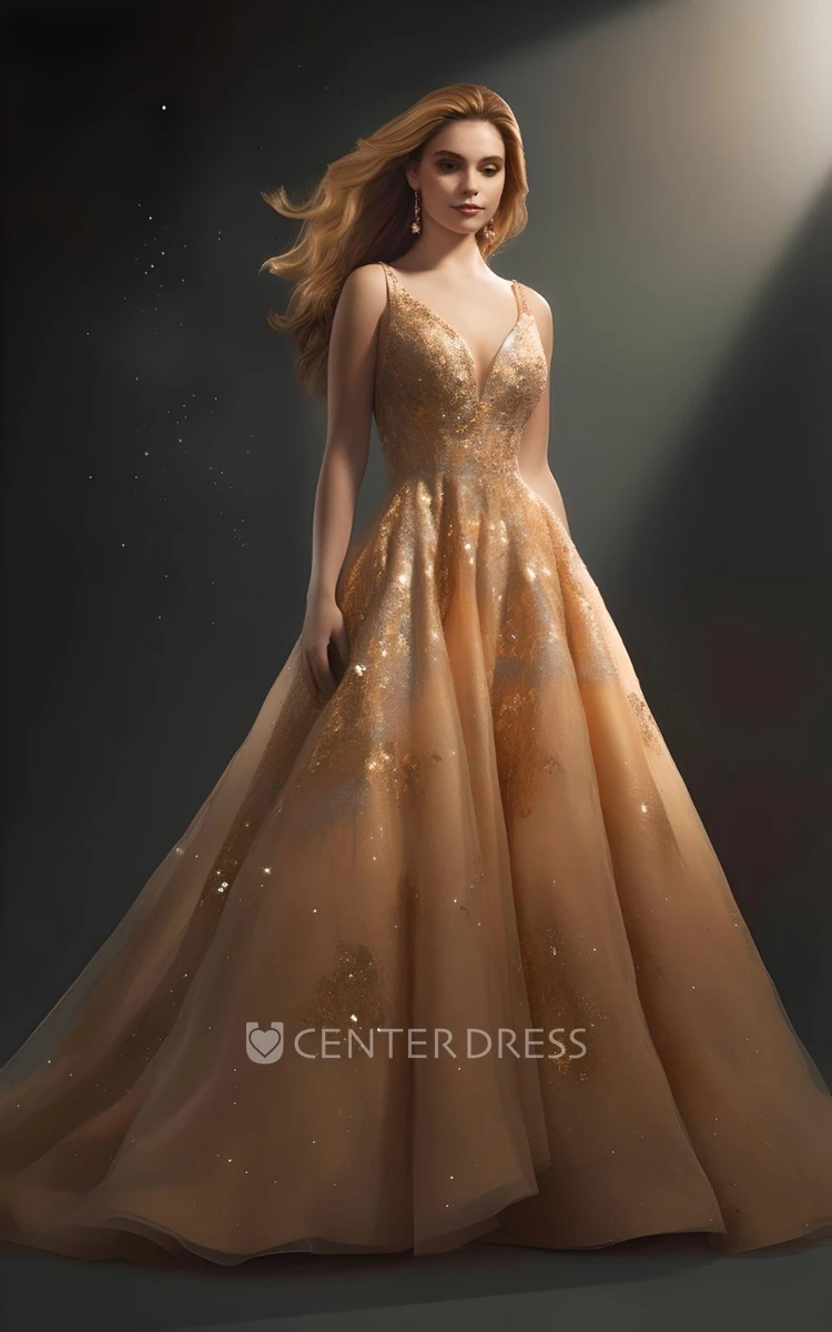 Gold Princess Prom Dresses