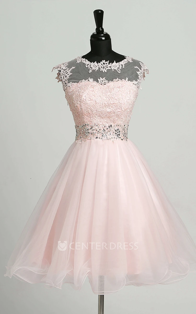 Cheap Scoop Appliques Lace Short Homecoming Dress Cheap Scoop Appliques Lace Short Homecoming Dress