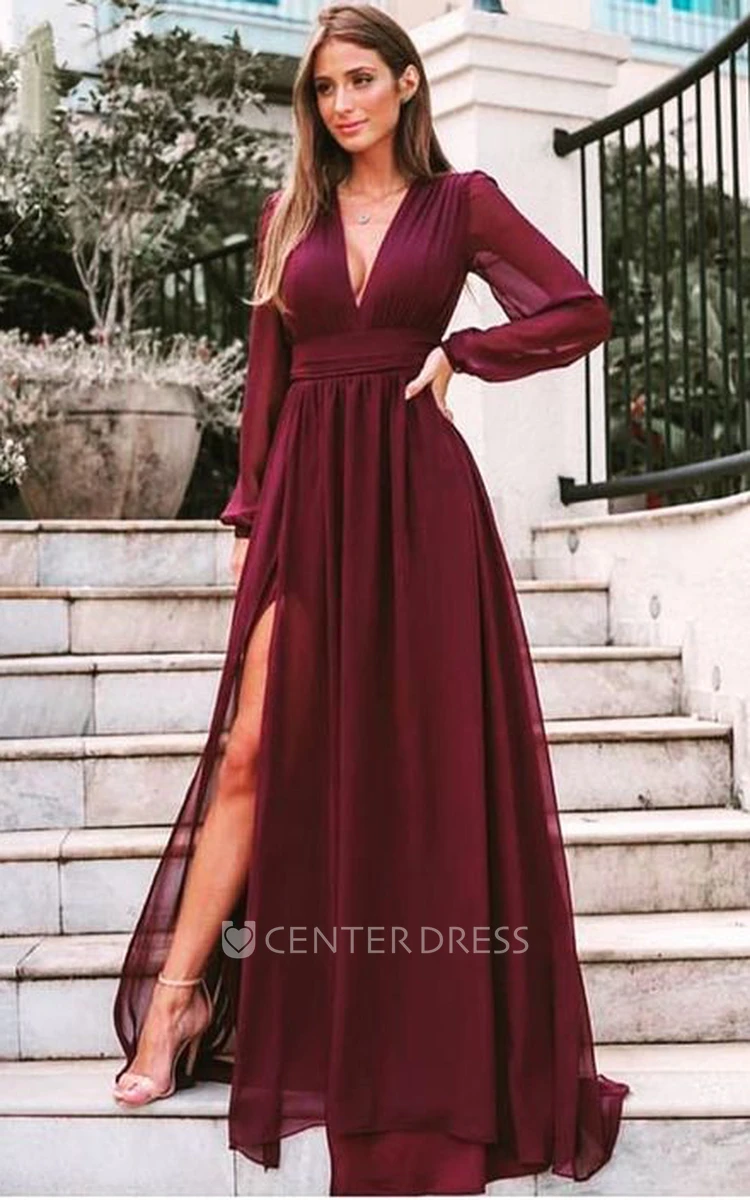A-Line Chiffon Evening Gown