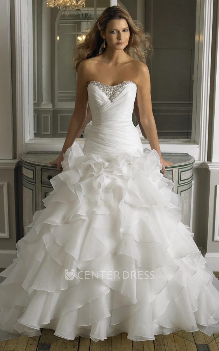 Strapless Wedding Gown with Ruffles