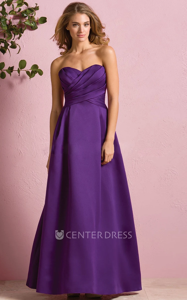 Sweetheart A-Line Satin Bridesmaid Dress With Ruched Bodice