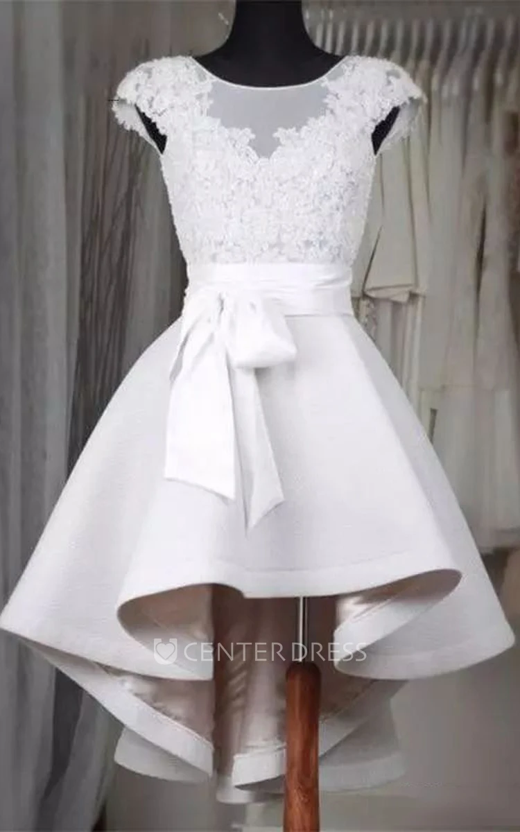 Little White Satin High Low Homecoming Dresse Little White Satin High Low Homecoming Dresse