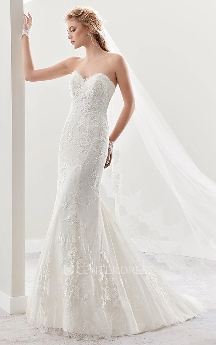 Classic Sweetheart Sheath Mermaid Bridal Gown With Appliques And Open Back