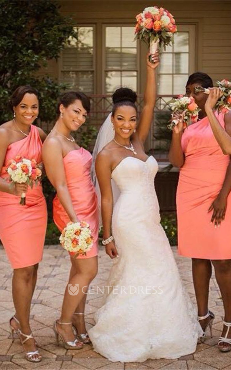 Plus size knee store length bridesmaid dresses