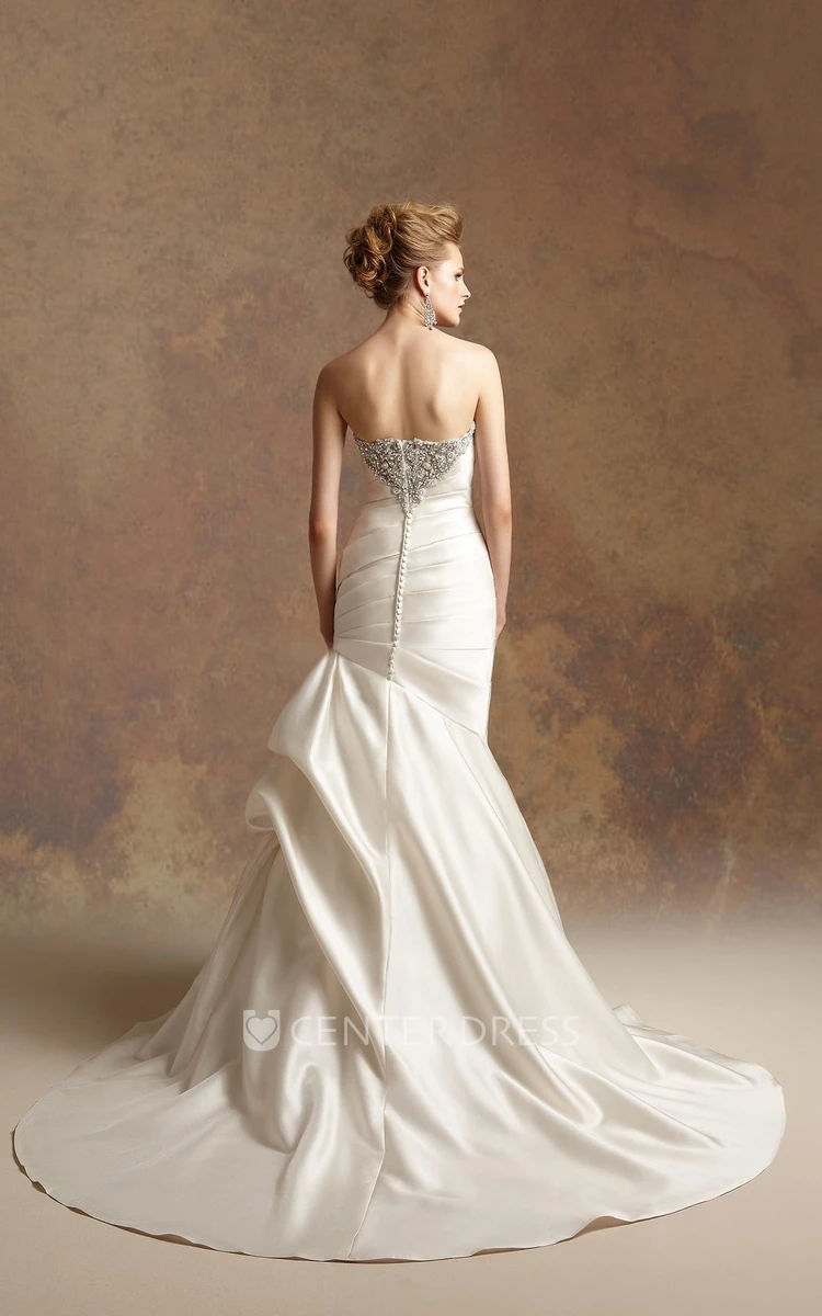 Strapless Trumpet Gown With Ruffles And Jeweled Neckline