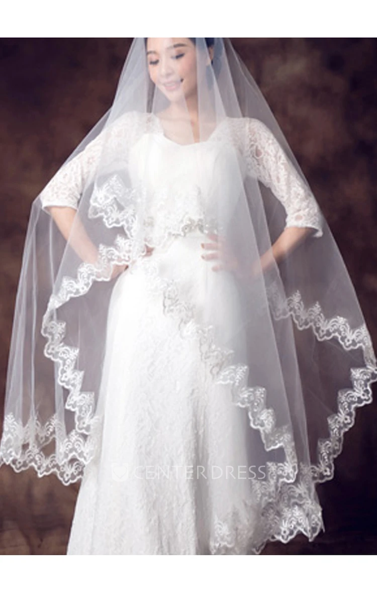 New Lace Applique Simple Style Beautiful Bridal Veil