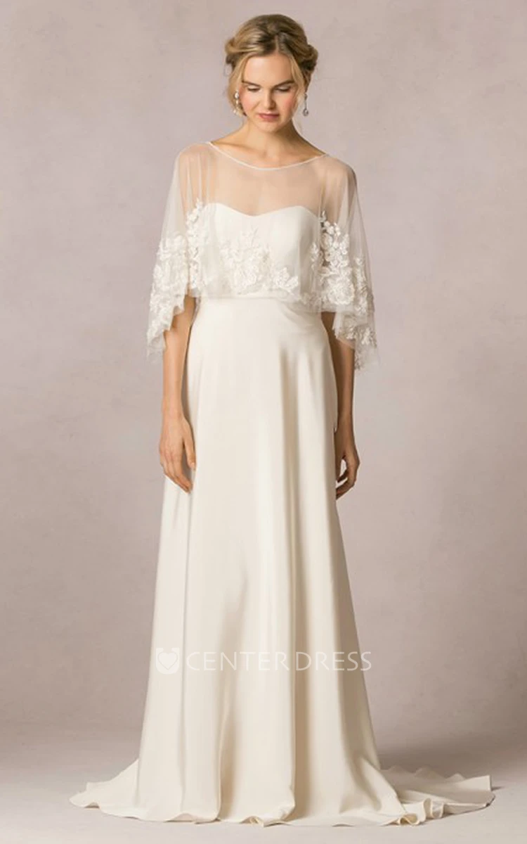 Sheath Strapless Long Sleeveless Satin Wedding Dress