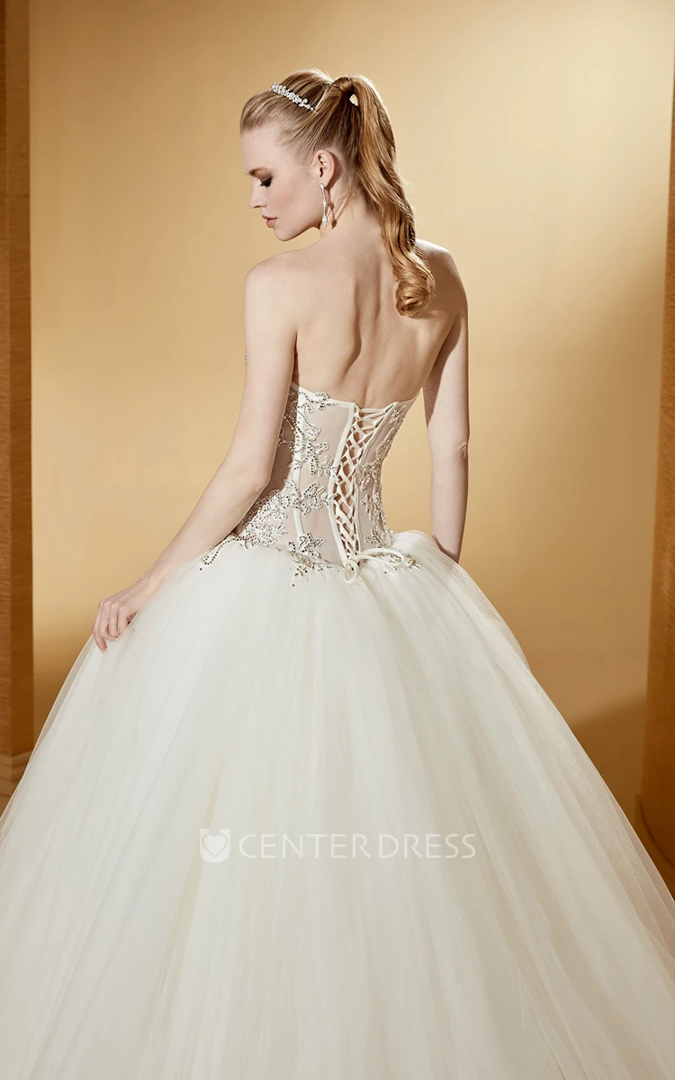 Sexy Sweetheart Ball Gown With Beaded Illusion Corset
