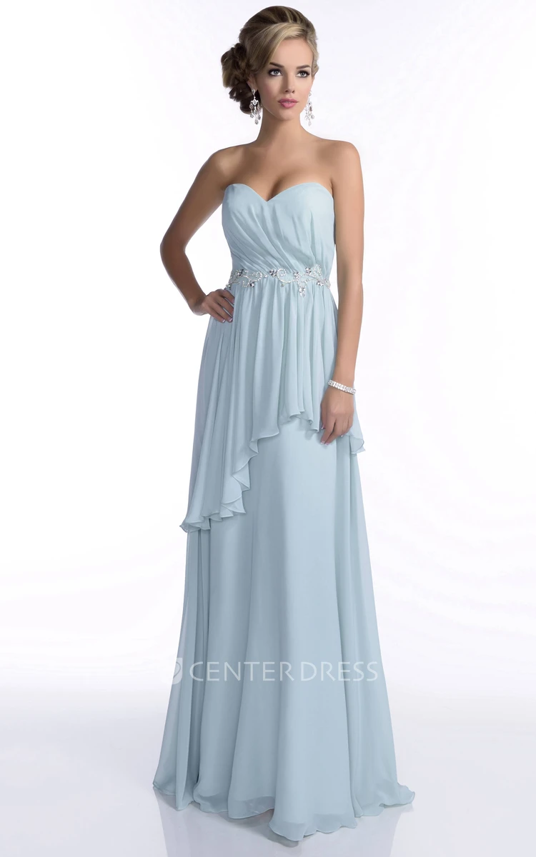 Chiffon Sweetheart Pleated Bridesmaid Dress Featuring Two-Layer Skirt