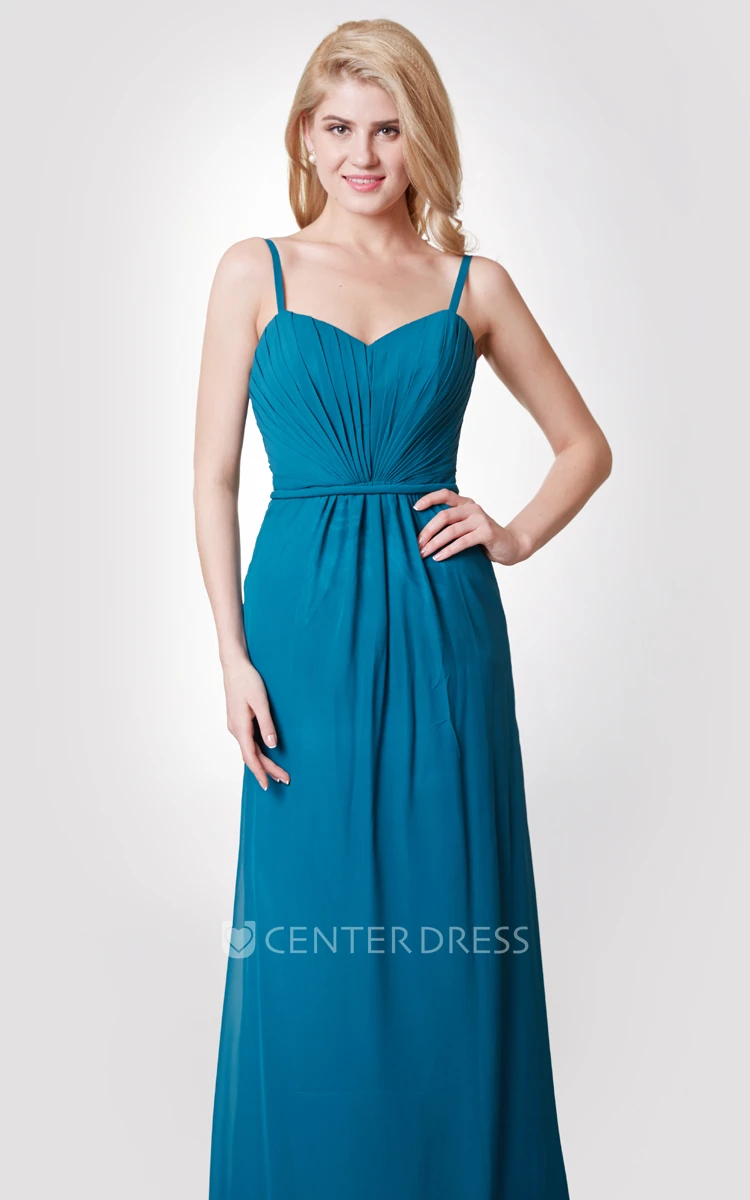 Sexy A-line Chiffon Gown With Spaghetti Straps and Open Back
