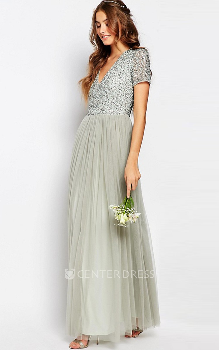 Short Grey Chiffon Dress