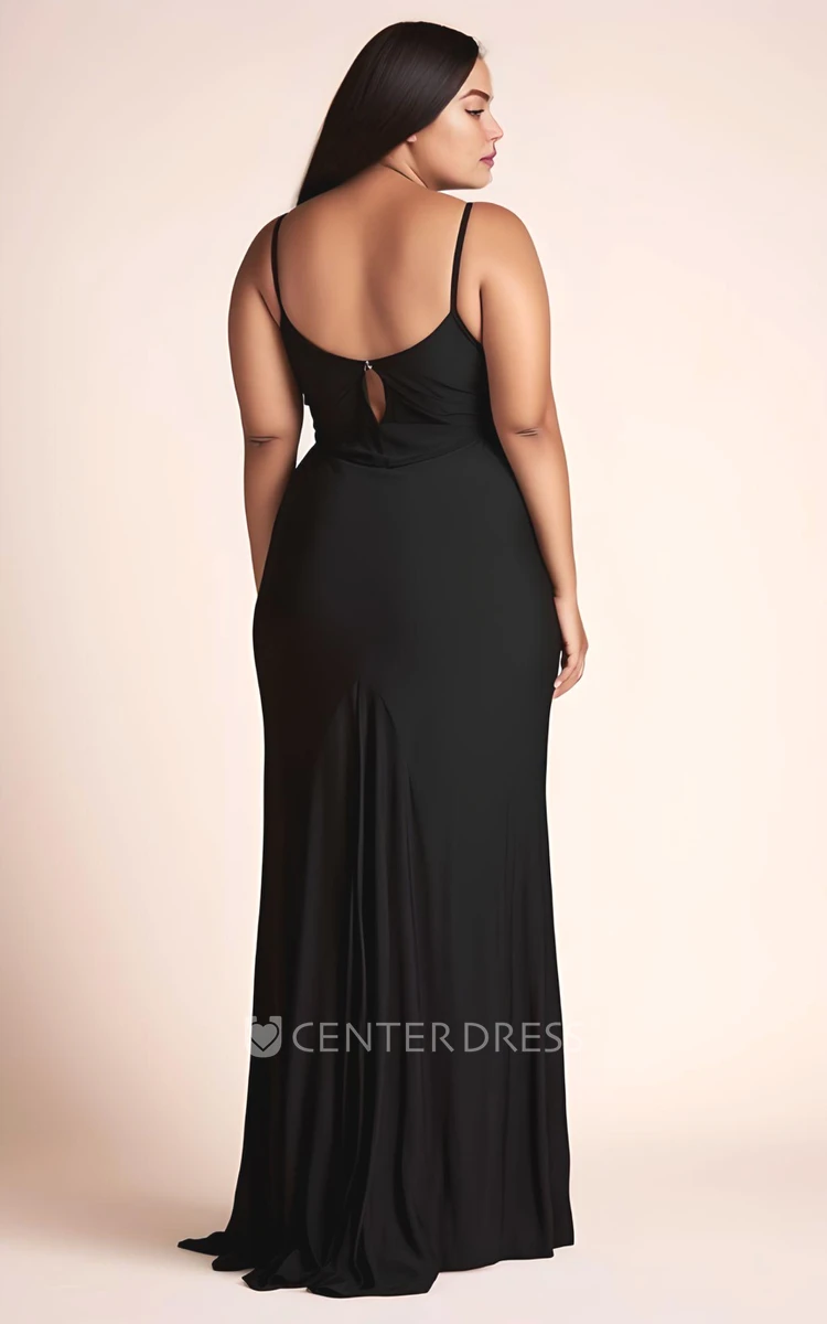 Plus Size Chiffon Bridesmaid Dress with Split Front Sexy Casual Ethereal