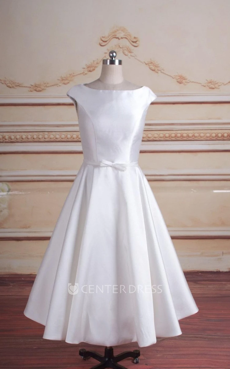 Chic A-Line Satin Short Wedding Dress
