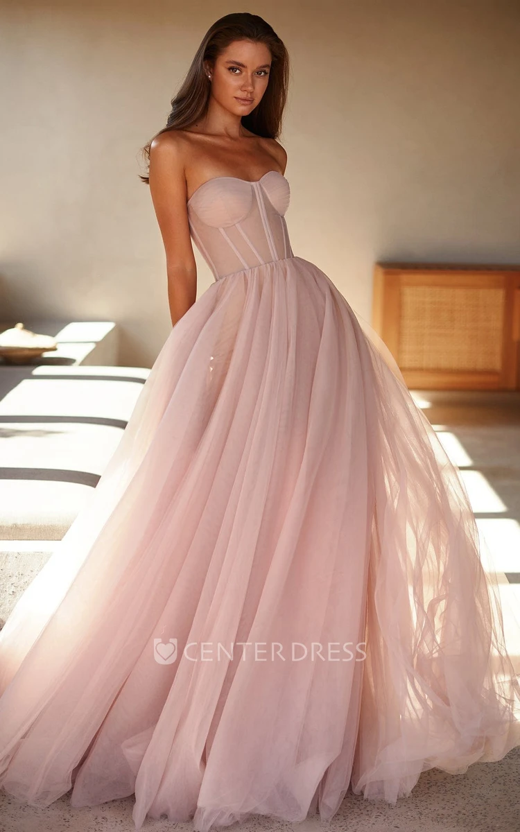 Sexy A-Line Sweetheart Tulle Prom Dress With Corset Back - UCenter Dress