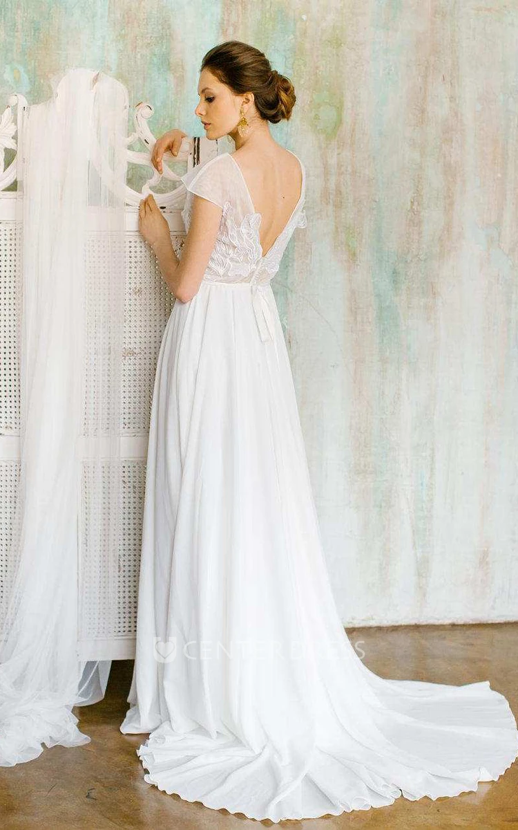 Chiffon Tulle Satin Floral Lace Wedding Dress