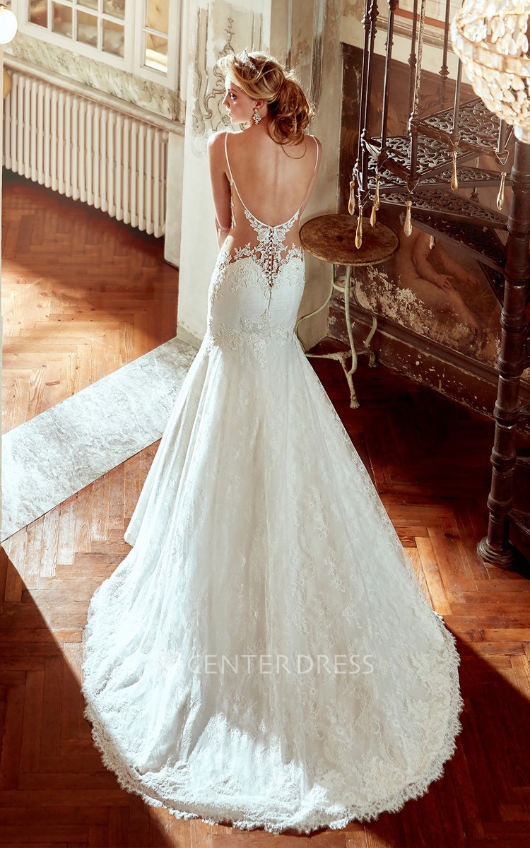 Cut Out Back Lace Wedding Dress