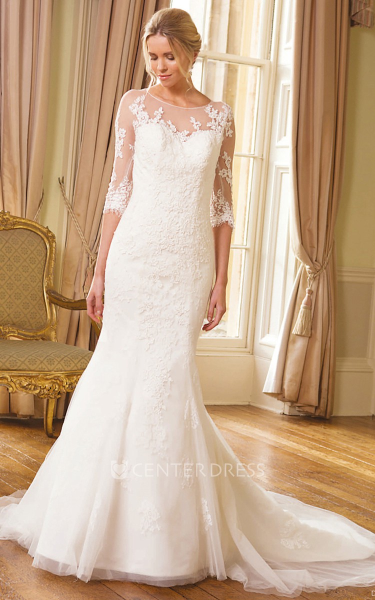 Half sleeve hotsell mermaid wedding dress