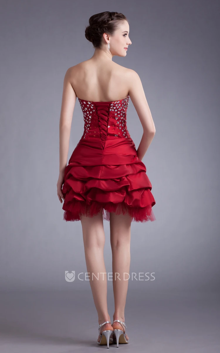 Sweetheart Short Dress With Beading and Ruffles